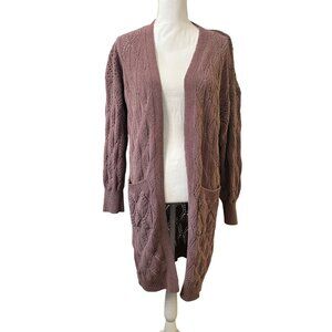 No Boundaries XS Mauve Open Front Lightweight Knit Cardigan Sweater With Pockets